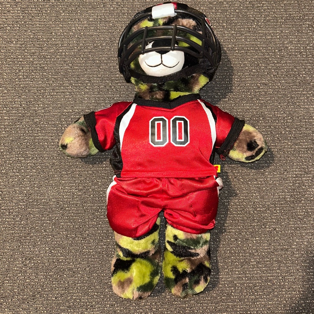 Camouflage Teddy Bear in Red Jersey